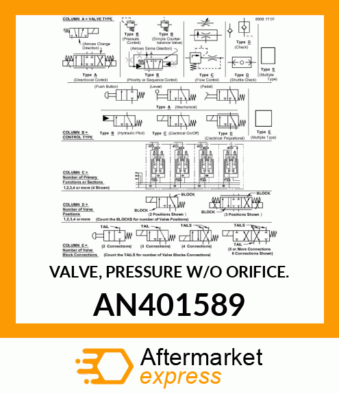 VALVE, PRESSURE W/O ORIFICE. AN401589