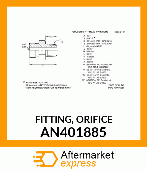 FITTING, ORIFICE AN401885