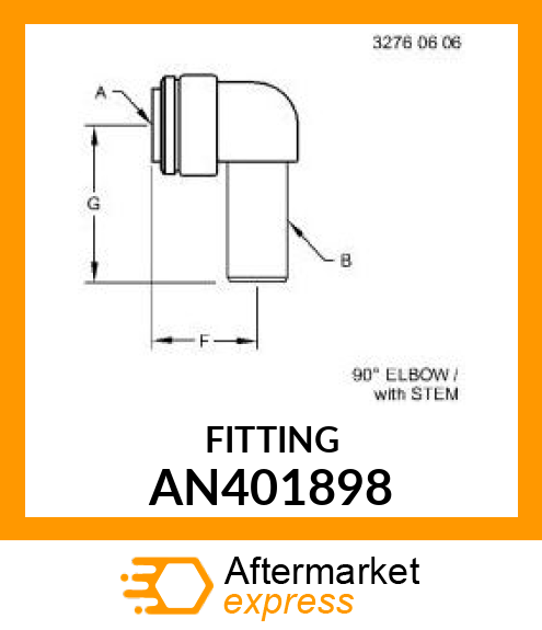 HOSE FITTING, 6.35MM ELBOW, PLUG IN AN401898