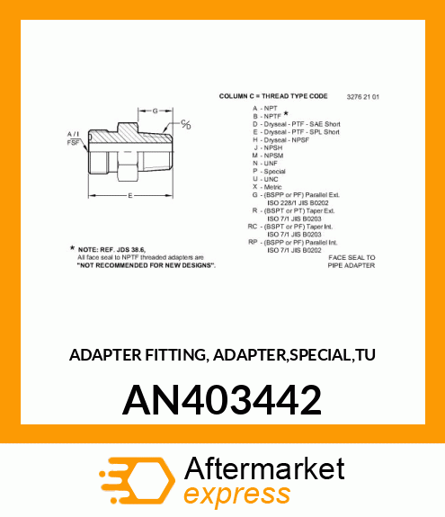 ADAPTER FITTING, ADAPTER,SPECIAL,TU AN403442