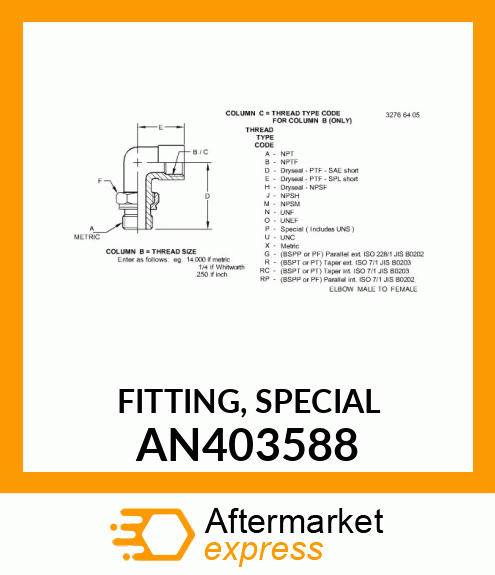 FITTING, SPECIAL AN403588