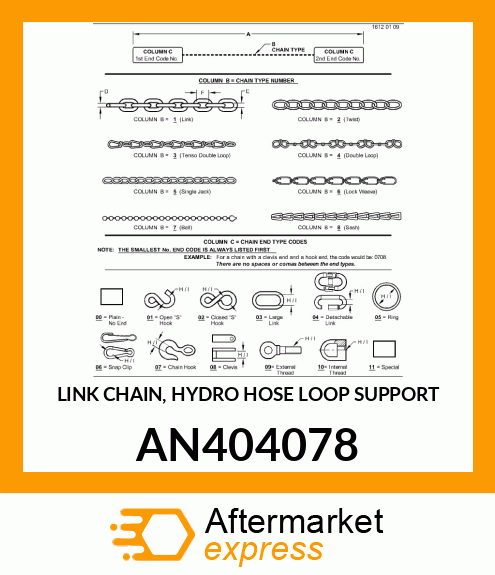 LINK CHAIN, HYDRO HOSE LOOP SUPPORT AN404078