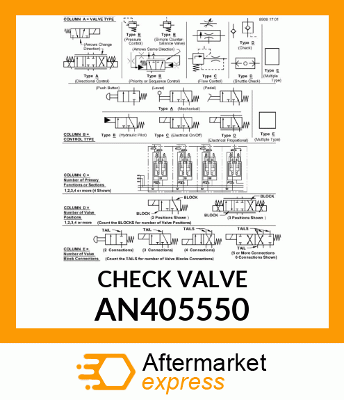 CHECK VALVE, CHECK VALVE AN405550