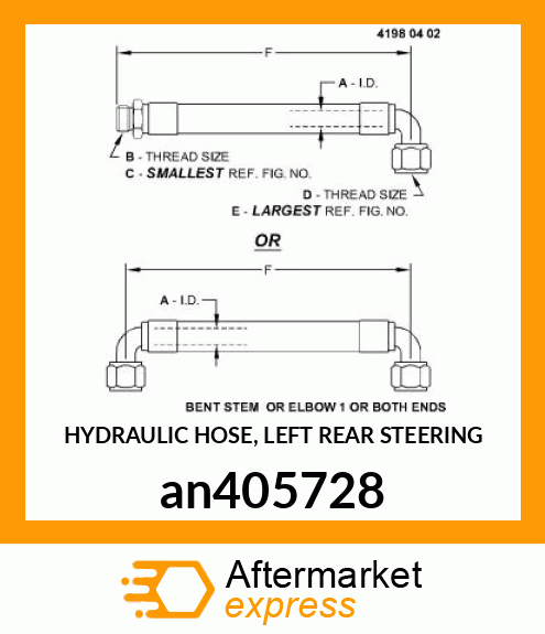 HYDRAULIC HOSE, LEFT REAR STEERING an405728