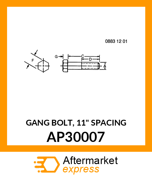 GANG BOLT, 11" SPACING AP30007