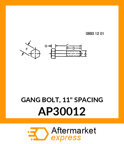 GANG BOLT, 11" SPACING AP30012