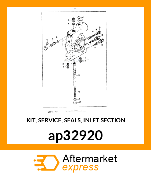 KIT, SERVICE, SEALS, INLET SECTION ap32920