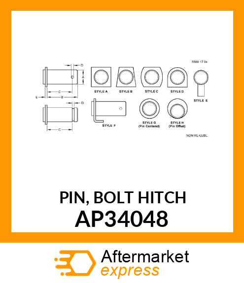 PIN, BOLT HITCH AP34048