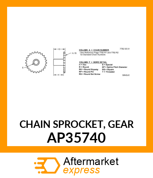 CHAIN SPROCKET, GEAR AP35740