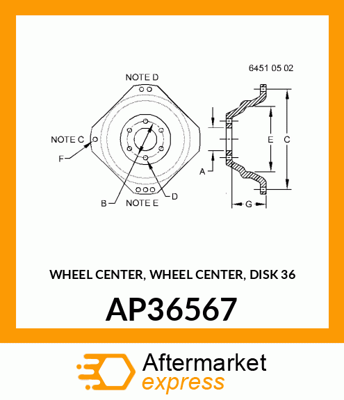 WHEEL CENTER, WHEEL CENTER, DISK 36 AP36567