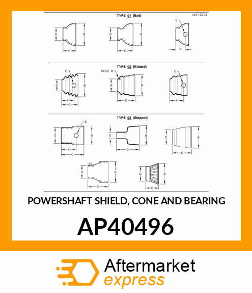 POWERSHAFT SHIELD, CONE AND BEARING AP40496