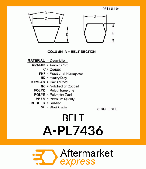 V-Belt - BUNTON BELT A-PL7436