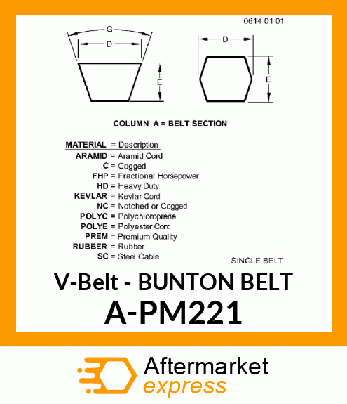 V-Belt - BUNTON BELT A-PM221