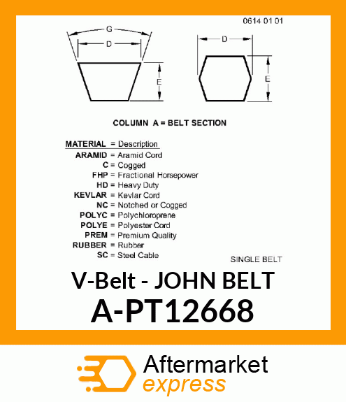 V-Belt - JOHN BELT A-PT12668
