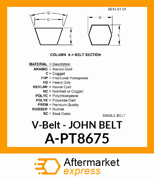 V-Belt - JOHN BELT A-PT8675