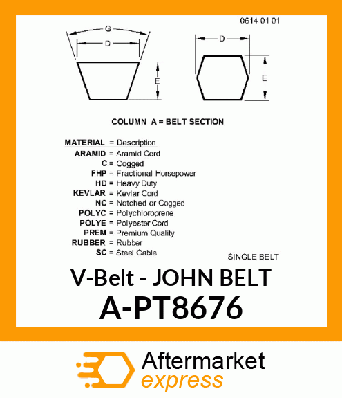 V-Belt - JOHN BELT A-PT8676