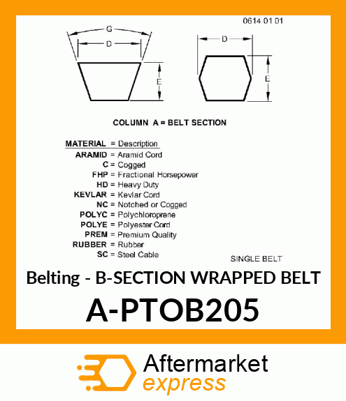 Belting - B-SECTION WRAPPED BELT A-PTOB205