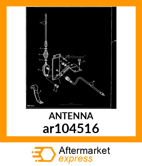 ANTENNA, MAST AND SPRING ASSEMBLY AR104516