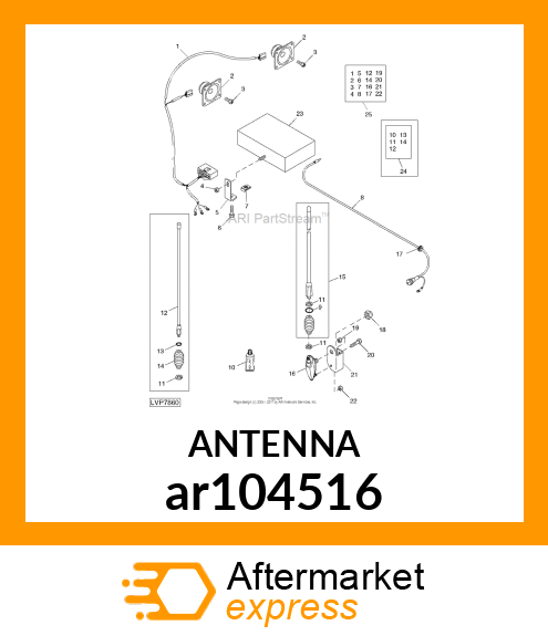 ANTENNA, MAST AND SPRING ASSEMBLY AR104516