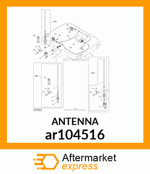 ANTENNA, MAST AND SPRING ASSEMBLY AR104516