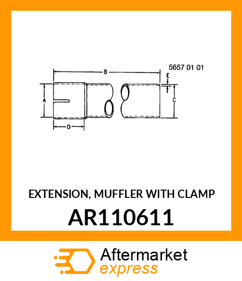 EXTENSION, MUFFLER WITH CLAMP AR110611