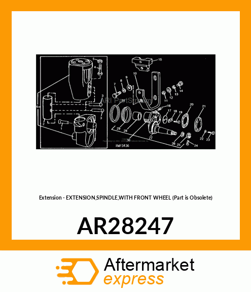 Extension - EXTENSION,SPINDLE,WITH FRONT WHEEL (Part is Obsolete) AR28247