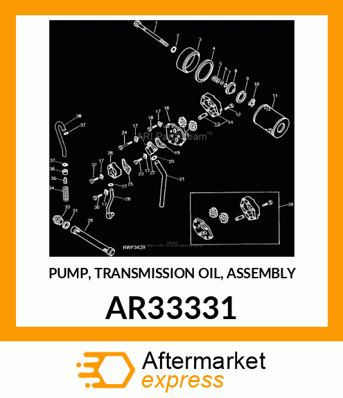 PUMP, TRANSMISSION OIL, ASSEMBLY AR33331
