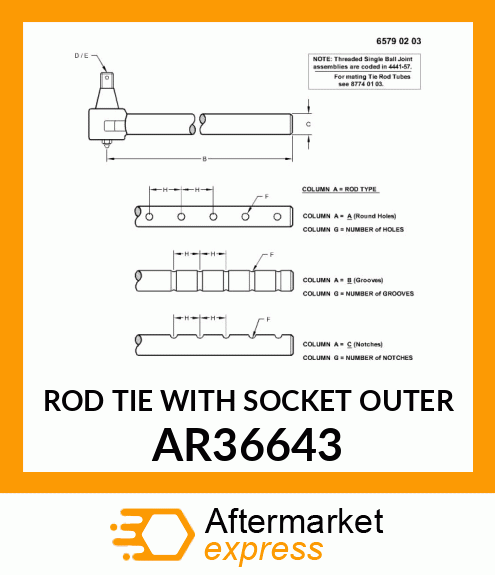 ROD TIE WITH SOCKET OUTER AR36643