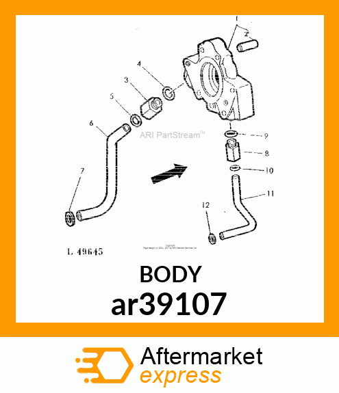 PUMP, TRANS OIL W/BRG amp; GEAR/PARTS ar39107