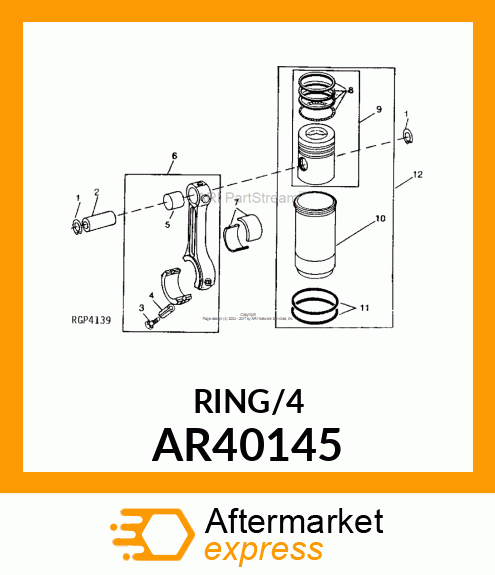 RING, PISTON, ASSEMBLY, HEAVY DUTY AR40145