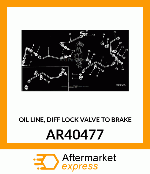 OIL LINE, DIFF LOCK VALVE TO BRAKE AR40477