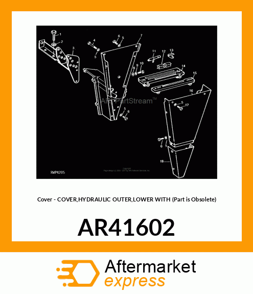 Cover - COVER,HYDRAULIC OUTER,LOWER WITH (Part is Obsolete) AR41602