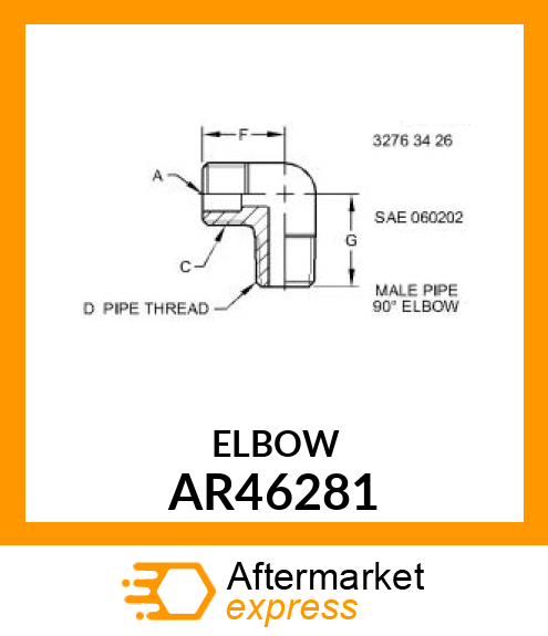 ELBOW,MALE 90 DEGREE AR46281