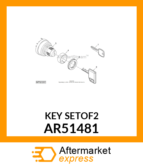 KEY,IGNITION SWITCH (SET OF TWO) AR51481