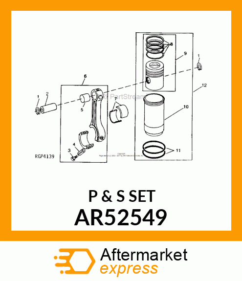 KIT,CYL LINER/PIS W/RING/OP900/PTS AR52549