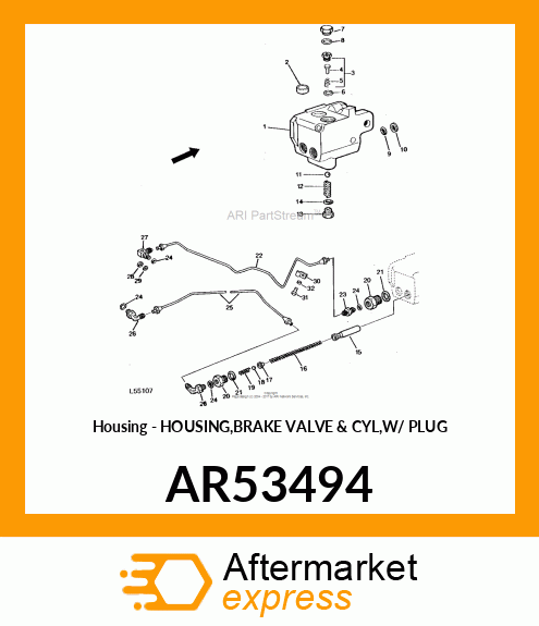 Housing - HOUSING,BRAKE VALVE & CYL,W/ PLUG AR53494