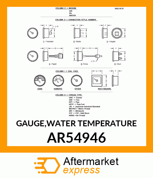 GAUGE,WATER TEMPERATURE AR54946