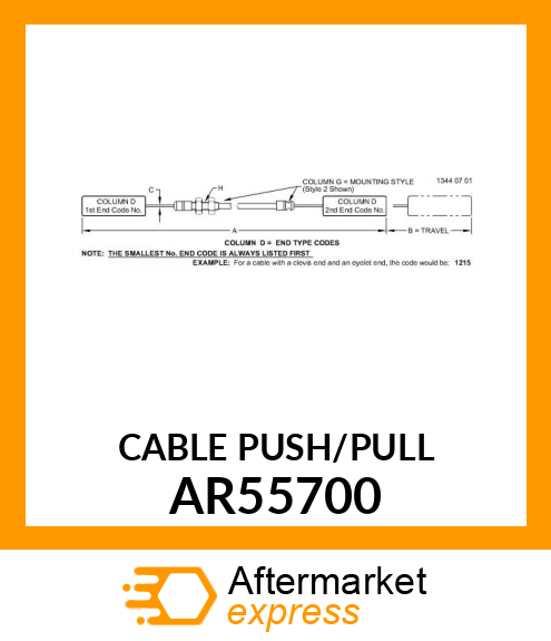 PUSH PULL CABLE, CABLE, PUSH PULL AR55700