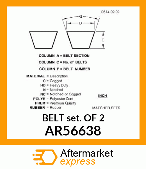 BELTS,TWO MATCHED VEE AR56638