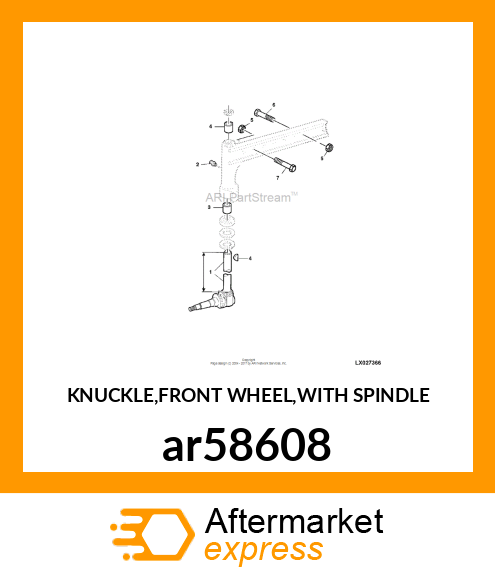 KNUCKLE,FRONT WHEEL,WITH SPINDLE ar58608