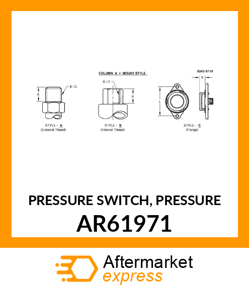 PRESSURE SWITCH, PRESSURE AR61971