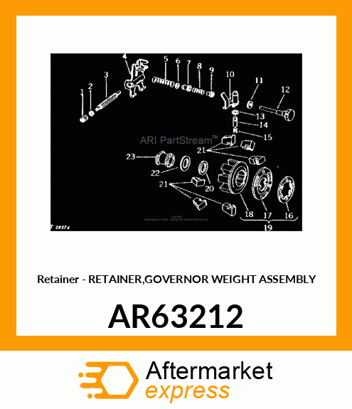 Retainer - RETAINER,GOVERNOR WEIGHT ASSEMBLY AR63212