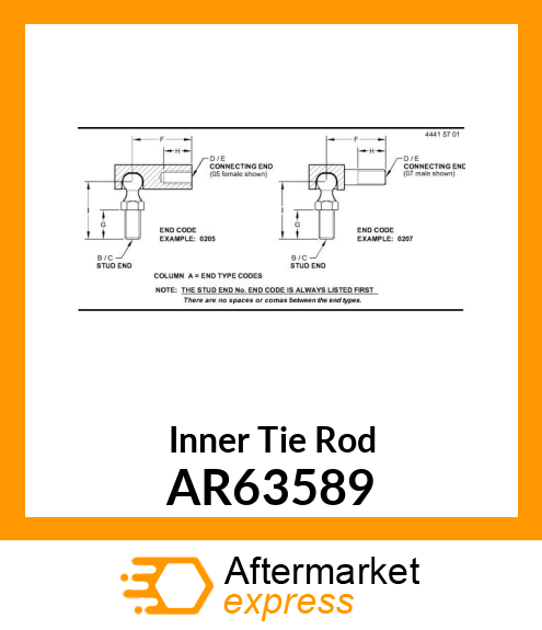 END,TIE ROD ASSEMBLY,INNER AR63589