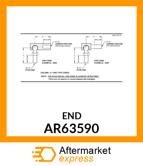 END,TIE ROD ASSEMBLY,INNER AR63590
