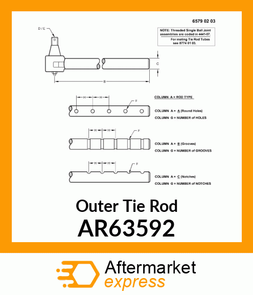 TIE ROD, ASSEMBLY,OUTER AR63592