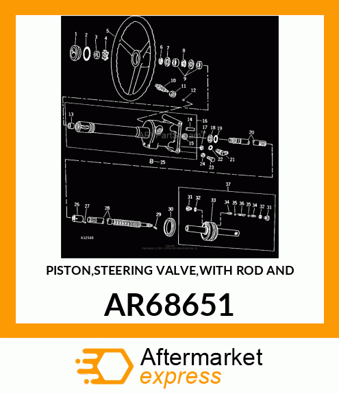 PISTON,STEERING VALVE,WITH ROD AND AR68651