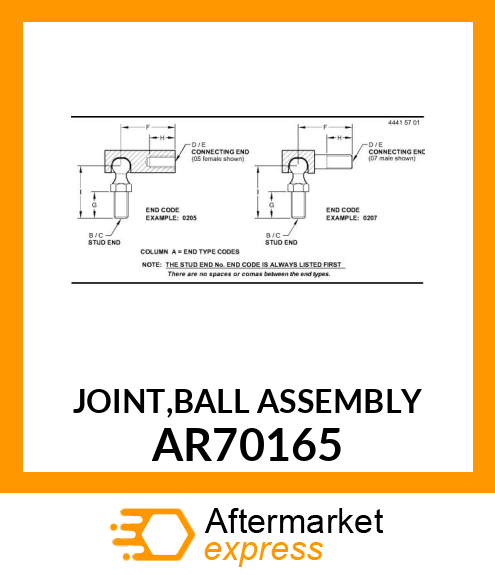 JOINT,BALL ASSEMBLY AR70165