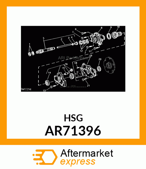 ADAPTER,TRANSMISSION OIL PUMP,W/PIN AR71396