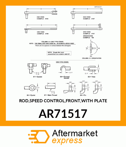 ROD,SPEED CONTROL,FRONT,WITH PLATE AR71517