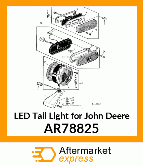 LAMP,TAIL,WITH NUT AND WASHER AR78825